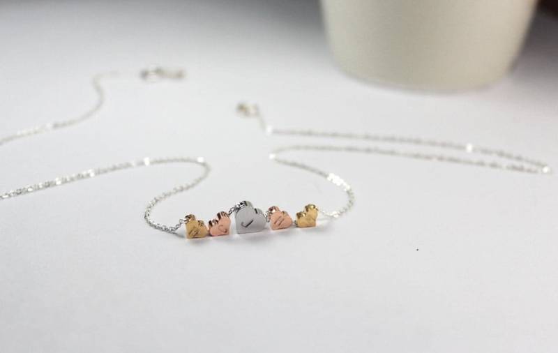 Initial Herzmutter Halskette. Mama Von 4 Kindern Geschenk. Vier Kindermutter. Herz Halskette.sterling Silber Kette, Oma Geschenk.mutter Tage von ElseJewelry