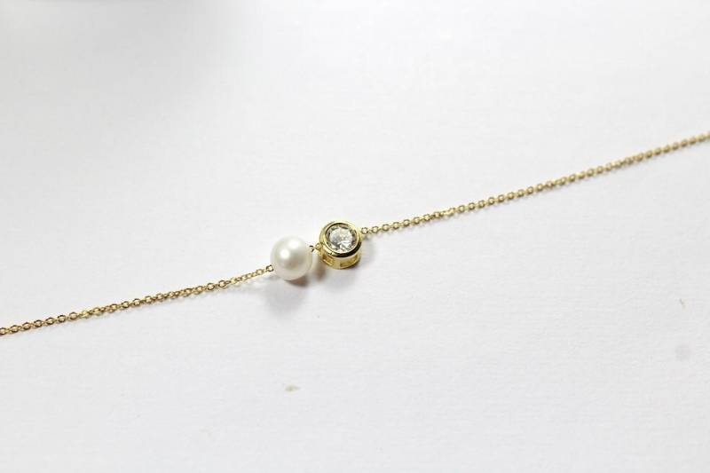 Perlenkette. Diamant Schmuck. Perlen Armband.handgemachte Einfache Zierliche Halskette. Beste Freunde Schmuck Gift.wedding Brautjungfer von ElseJewelry