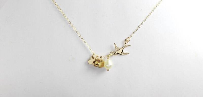 Personalisierte Mutter Halskette. Kind Initial Gestempelt. Benutzerdefinierte Vogel Mama, Mama Weihnachtsgeschenk von ElseJewelry