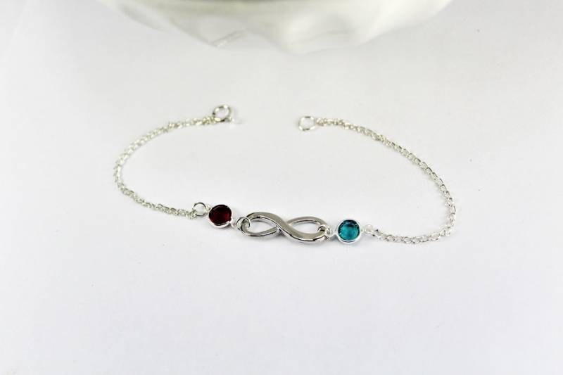 Zwei Birthstone Infinity Armband - Stapelbares Armband, Jubiläumsgeschenk Geschenk Für Sie von ElseJewelry