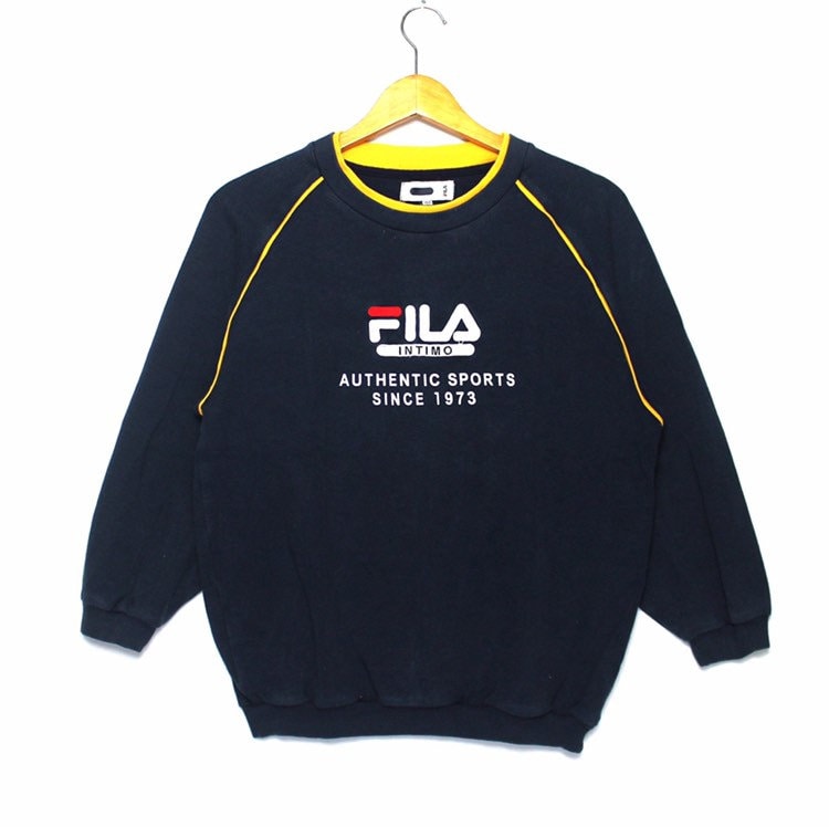 Jahrgang Fila Intimo Spellout Große Logo Crewneck Pullover Sweatshirt von ElsewhereVintageShop