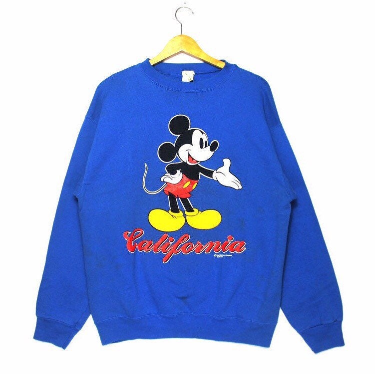Jahrgang Mickey Mouse California Big Print Logo Cartoon Crewneck Pullover Sweatshirt von ElsewhereVintageShop