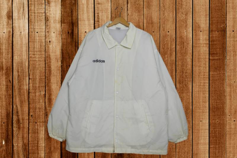 Vintage Adidas Trefoil Embroidery Spellout Logo Full Zipped Jacket von ElsewhereVintageShop