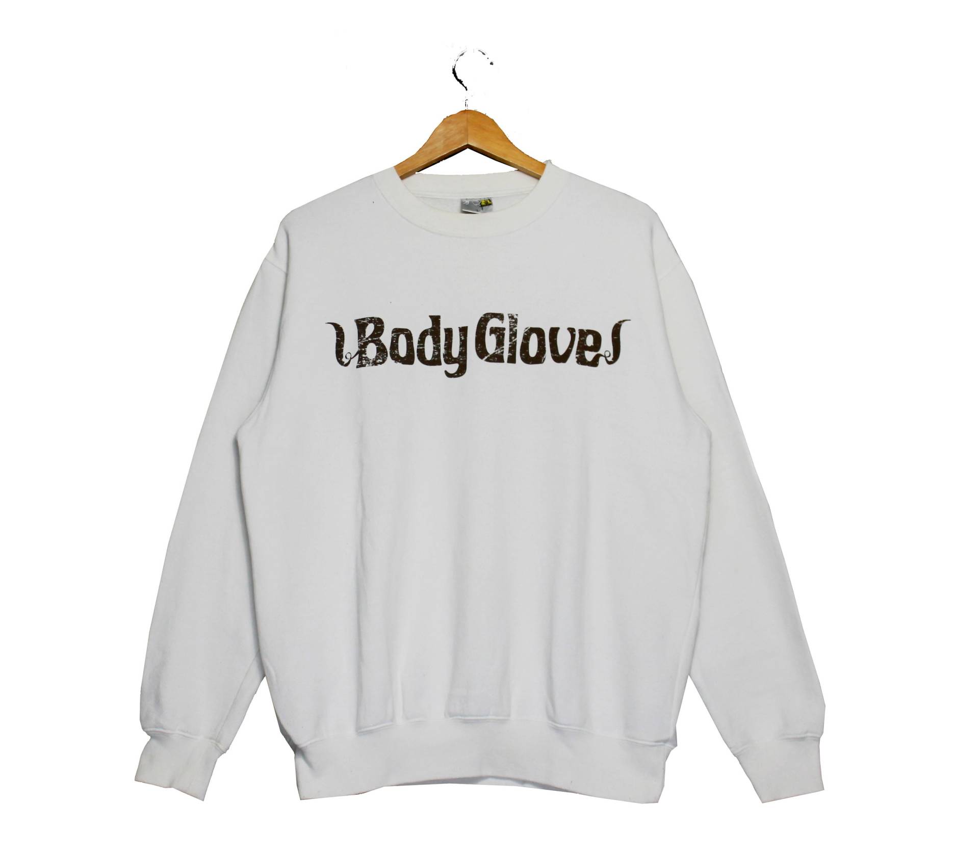 Vintage Körper Handschuhe Große Logo Spellout Crewneck Pullover Sweatshirt von ElsewhereVintageShop