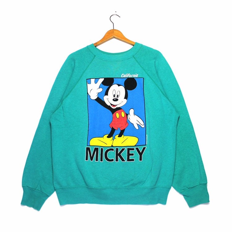 Vintage Mickey Mouse Full Print Spellout Crewneck Pullover Sweatshirt von ElsewhereVintageShop