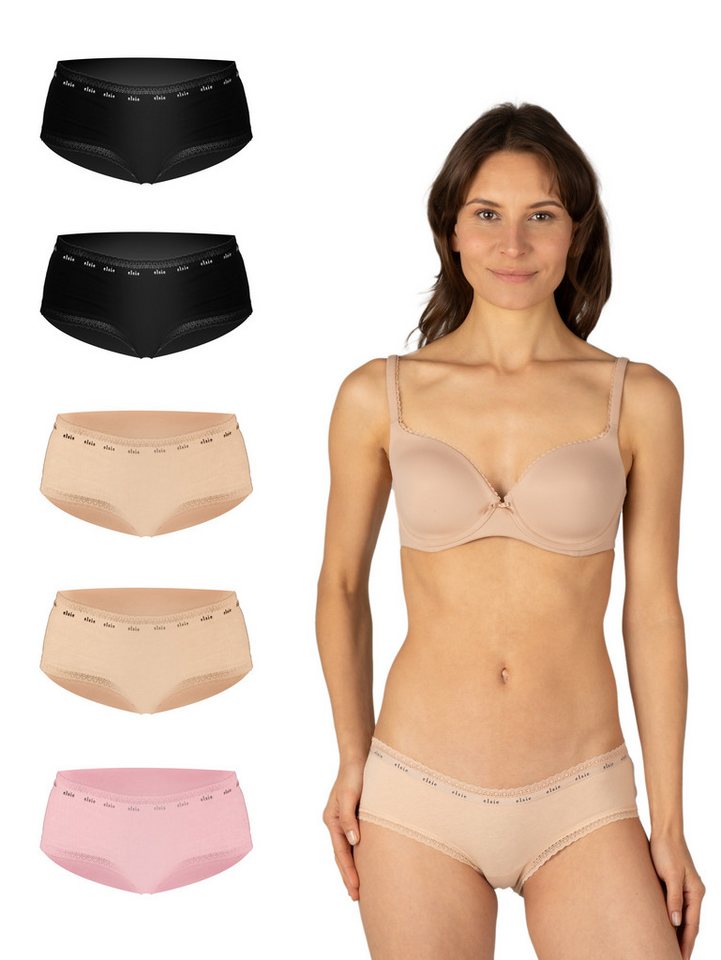 Elsie Panty mit Spitze Unterhosen Damen Slip - Stretch Baumwolle (Packung, 5-St., 5er-Packung) unsichtbar unter deiner Kleidung - Frauen Unterwäsche Hipster Short von Elsie