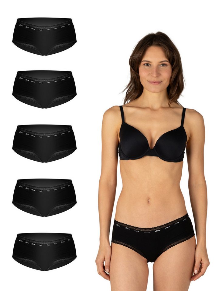 Elsie Panty mit Spitze Unterhosen Damen Slip - Stretch Baumwolle (Packung, 5-St., 5er-Packung) unsichtbar unter deiner Kleidung - Frauen Unterwäsche Hipster Short von Elsie