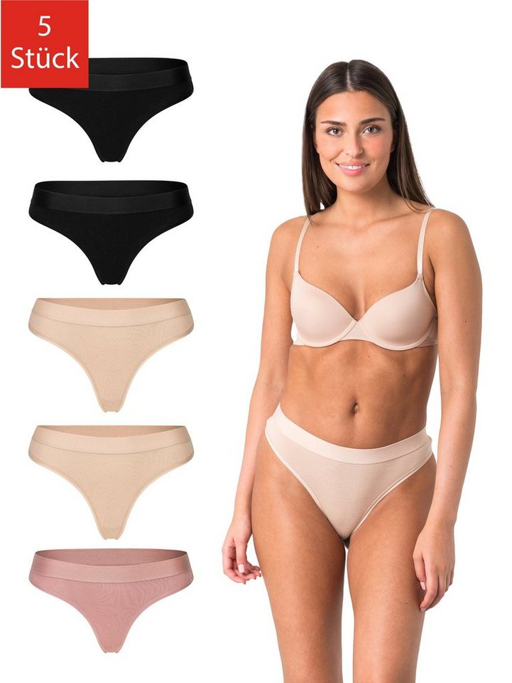 Elsie String Unterhosen Damen String Tanga Damen aus 95% Baumwolle mit Stretch (Packung, 5-St., 5er-Pack) Bequeme Unterwäsche Frauen Slip Damen von Elsie