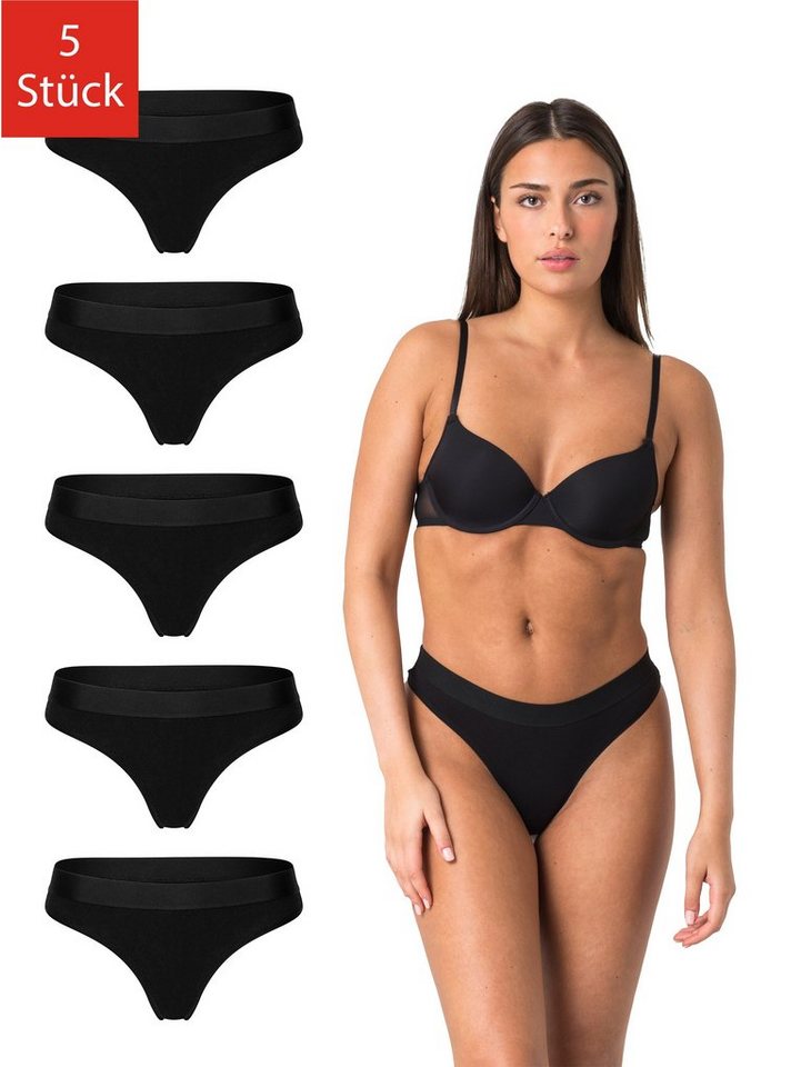 Elsie String Unterhosen Damen String Tanga Damen aus 95% Baumwolle mit Stretch (Packung, 5-St., 5er-Pack) Bequeme Unterwäsche Frauen Slip Damen von Elsie