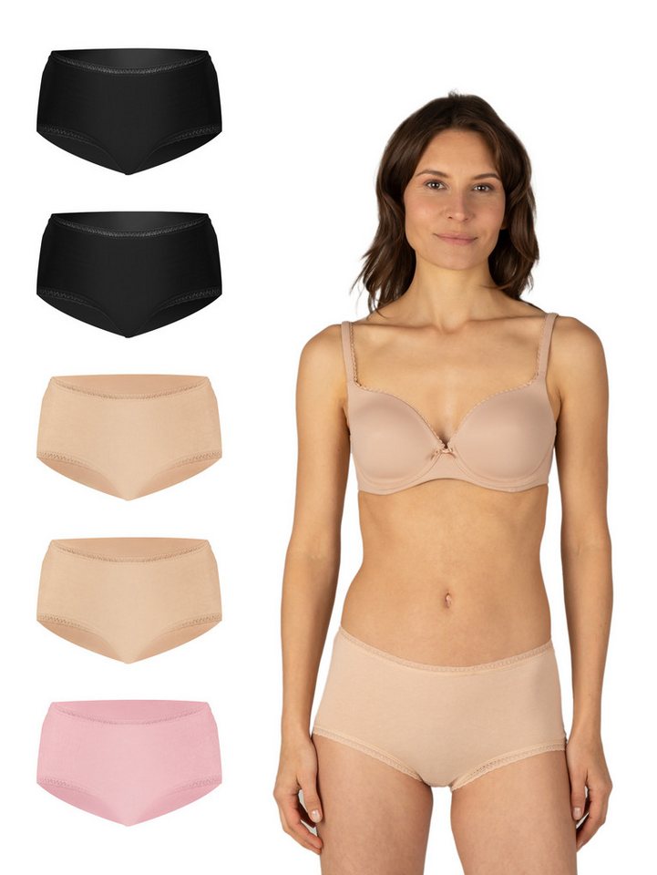 Elsie Taillenslip mit Spitze Unterhosen Damen Hüftslip aus Baumwolle mit Stretch (Packung, 5-St., 5er-Pack) unsichtbar unter deiner Kleidung - Hohe Taille Slip Damen von Elsie