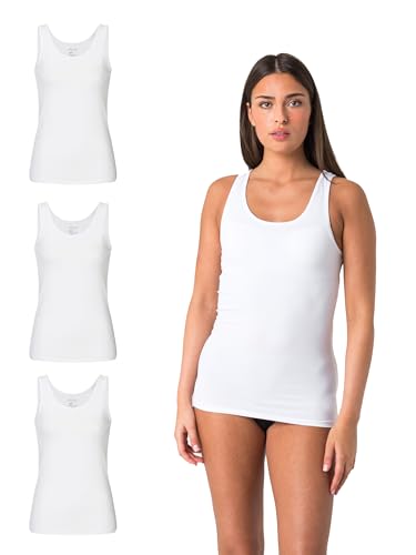 Elsie Unterhemden Damen 3er Pack Tank Top - Tanktop aus 95% Baumwolle mit Stretch in Weiss und Schwarz von Elsie