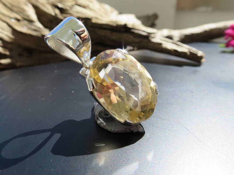 Natur Ca8 Citrin Anhänger Unbehandelter Edelstein Gefasst in Sterling Silber Gelb Stammt Aus Brasilien von ElstarDesign
