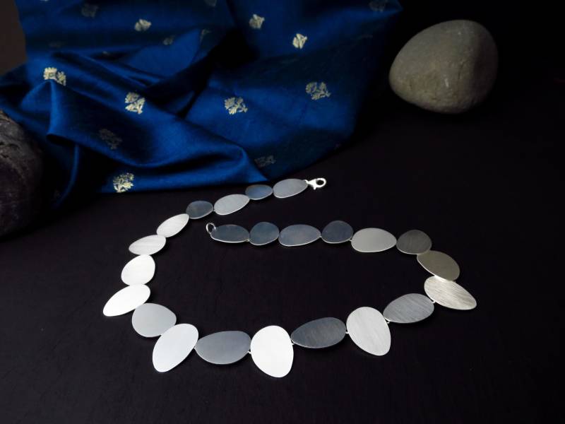 Sterling Silber Kette 44cm Solid Scheiben Statement von ElstarDesign