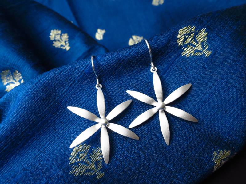 Sterling Silber Ohrringe Solid Blumen Statement von ElstarDesign