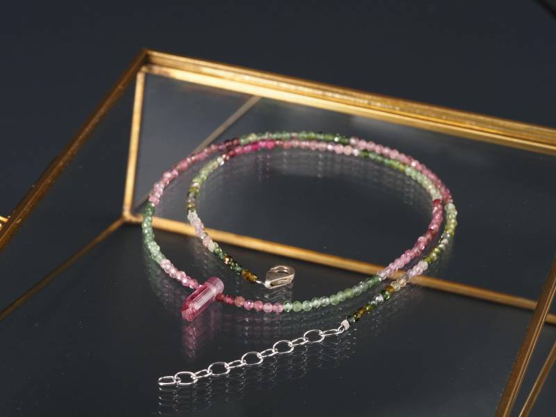 Turmalin Kette Mit Rosa Spitze Sterling Silber von ElstarDesign