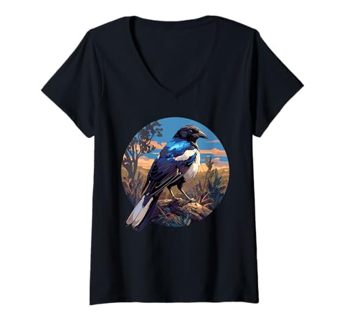 Damen Elstern Elster T-Shirt mit V-Ausschnitt Damen Elstern Elster T-Shirt mit V-Ausschnitt von Elstern Elster Tier Shop