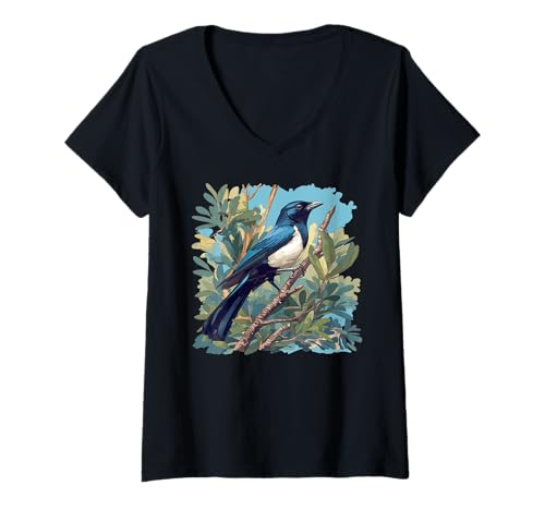 Damen Elstern Elster T-Shirt mit V-Ausschnitt Damen Elstern Elster T-Shirt mit V-Ausschnitt von Elstern Elster Tier Shop