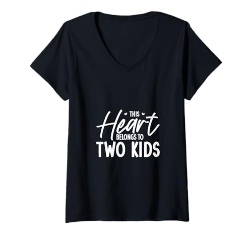 Damen Ich Liebe Meine Zwei Kinder T-Shirt mit V-Ausschnitt von Eltern mit Kindern Designs