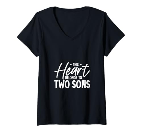 Damen Ich Liebe Meine Zwei Söhne T-Shirt mit V-Ausschnitt Damen Ich Liebe Meine Zwei Söhne T-Shirt mit V-Ausschnitt von Eltern mit Söhnen Designs