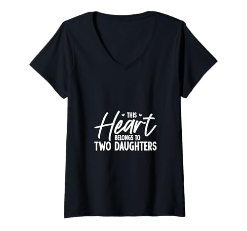 Damen Ich Liebe Meine Zwei Töchter T-Shirt mit V-Ausschnitt Damen Ich Liebe Meine Zwei Töchter T-Shirt mit V-Ausschnitt von Eltern mit Töchtern Designs