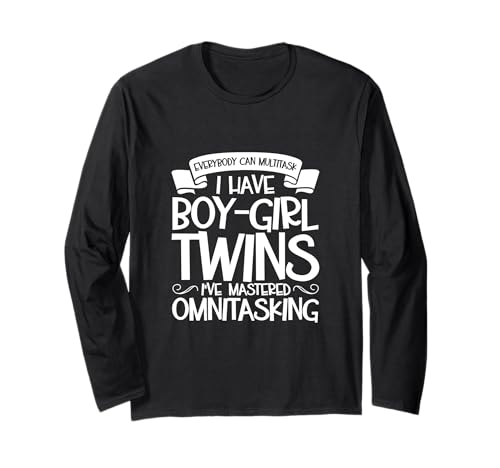 Multitasking Eltern - Junge-Mädchen-Zwillinge Langarmshirt von Eltern mit Zwillingen Designs