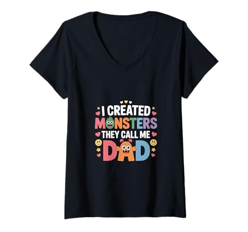 Damen I Created Monsters They Call Me Dad Vater Erziehung |- T-Shirt mit V-Ausschnitt Damen I Created Monsters They Call Me Dad Vater Erziehung |- T-Shirt mit V-Ausschnitt von Elternchaos -Komödie