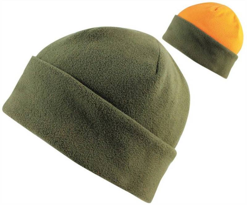 Elutex Strickmütze Wendemütze signalmütze Fleecemütze wendbar signal orange Signalmütze von Elutex