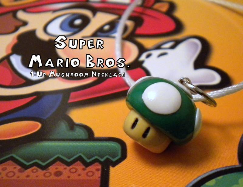 Mario 1-Up Pilz Halskette - Nintendo von ElvenStarClayworks