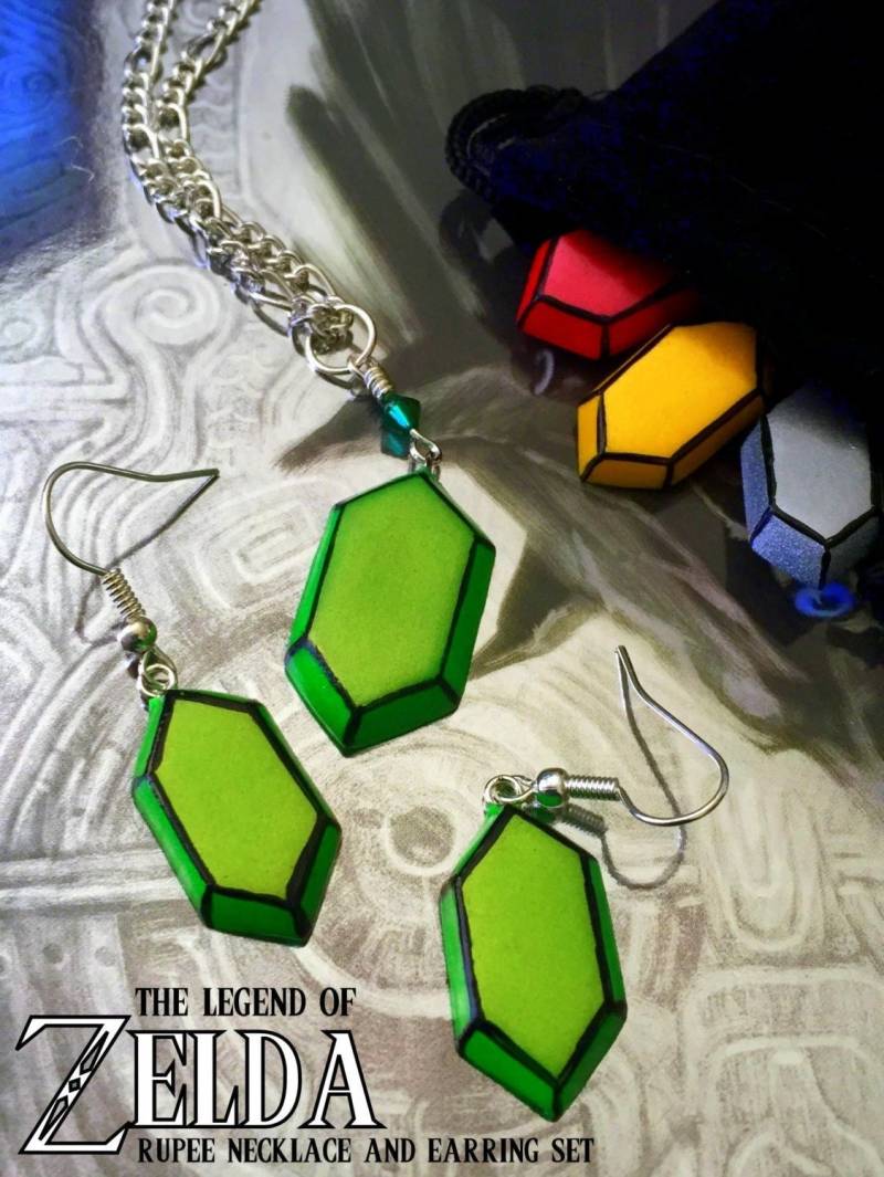 Rupie Halskette Und Ohrring Set | Dangle Oder Post - Wählen Sie Ihre Farbe Legend Of Zelda Nintendo Rupie Halskette Und Ohrring Set | Dangle Oder Post - Wählen Sie Ihre Farbe Legend Of Zelda Nintendo von ElvenStarClayworks