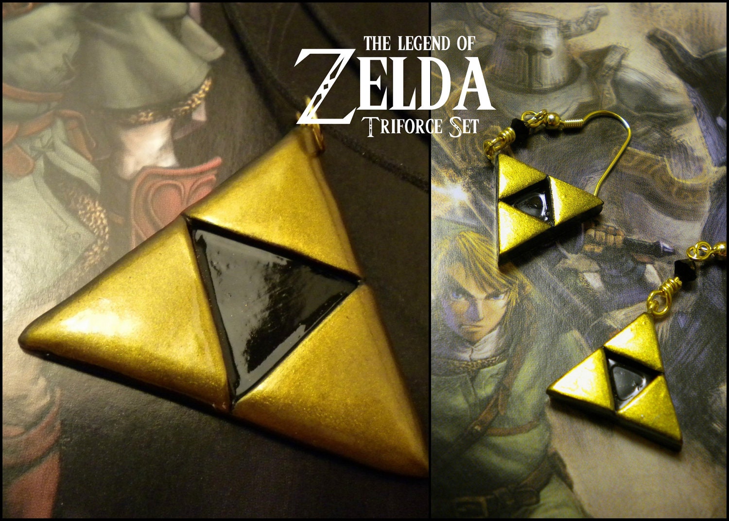 Triforce-Halskette Und Ohrringe | Baumeln Legen - Die Legende Von Zelda Nintendo Triforce-Halskette Und Ohrringe | Baumeln Legen - Die Legende Von Zelda Nintendo von ElvenStarClayworks