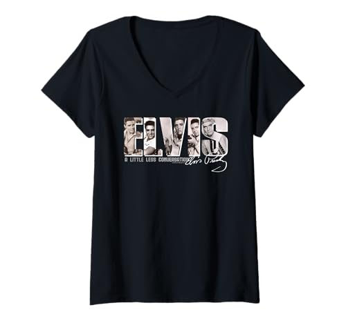 Damen Elvisly Yours Elvis Presley Ein bisschen weniger Unterhaltung T-Shirt mit V-Ausschnitt Damen Elvisly Yours Elvis Presley Ein bisschen weniger Unterhaltung T-Shirt mit V-Ausschnitt von Elvisly Yours