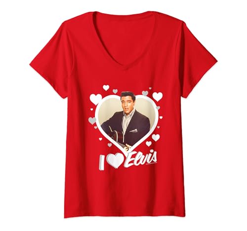 Damen Elvisly Yours Ich liebe Elvis Presley T-Shirt mit V-Ausschnitt Damen Elvisly Yours Ich liebe Elvis Presley T-Shirt mit V-Ausschnitt von Elvisly Yours
