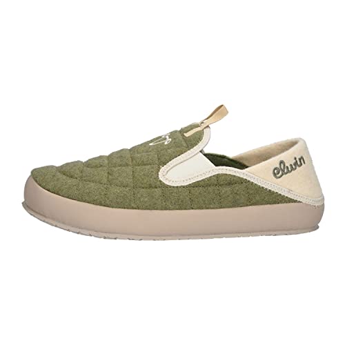 Elwin Shoes Damen Merlin Slipper, Green/Offwhite, 36 EU von Elwin Shoes