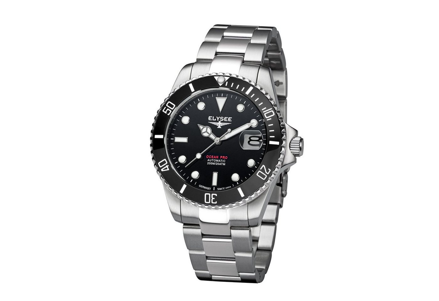 Elysee Automatikuhr OCEAN PRO CERAMIC Herrenuhr 40mm, lumineszierende Zeiger und -Indizes, Datumsanzeige von Elysee