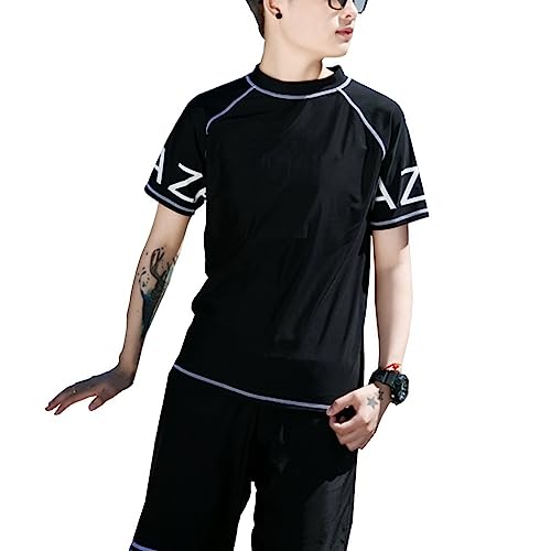 ElzEy 3-teilige Badeanzüge für Frauen Truhenbinder Trans Transgender-FTM Schnell Trocknend Badeanzüge Tomboy Trans Bademode (Color : Black, Size : 3XL) von ElzEy