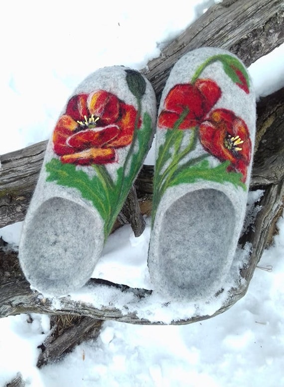Geschenk Idee Frauen Hausschuhe Mit Sohlen Gefilzte Bio-Wolle Haus Schuhe Für Mutter Umweltfreundliche Sie von ElzyWool
