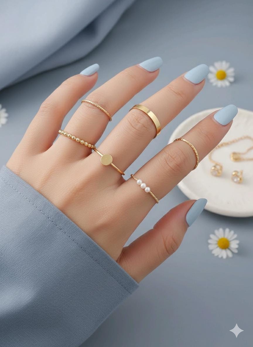 Goldgelb Ringset Aus 6 Stück Perfekt Als Geschenk Für Frauen Damen Mädchen | Eleganter Schmuck Jeden Tag von EmaDesignsDe