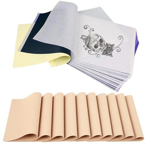 Emalla 35pcs Kunsthaut Tattoo mit Transferpapier Set, 15 Stück Tattoo Übungshaut und 20 Stück Stencil Papier Set for Anfänger und Künstler von Emalla