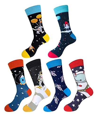 EmaoFun Bunte Socken Herren Lustige Socken Geschenke für Männer, Baumwolle(Astronaut) von EmaoFun