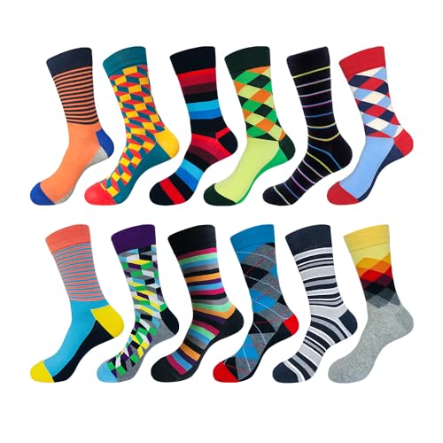 EmaoFun Bunte Socken Herren Lustige Socken Geschenke für Männer, Baumwolle(Argyle & Strisce) von EmaoFun