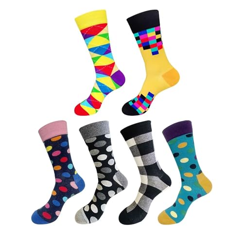 EmaoFun Bunte Socken Herren Lustige Socken Geschenke für Männer, Baumwolle(Polka Dot 7 Pack) von EmaoFun