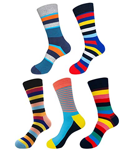 EmaoFun Bunte Socken Herren Lustige Socken Geschenke für Männer, Baumwolle(Streifen) von EmaoFun