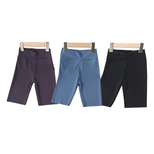EmaoFun Mädchen Leggings Kurze Hose Radlerhose Sommer 3er-Pack（140 Black+Grey+Blue） von EmaoFun