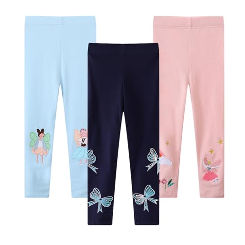 EmaoFun Mädchen Leggings Multipack,Kinder Hose Kleinkind aus Baumwolle,3er-Pack Set(Butterfies 3T) von EmaoFun