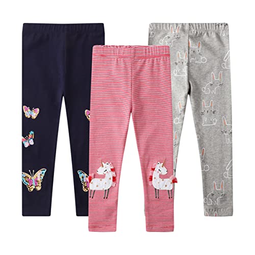 EmaoFun Mädchen Leggings Multipack,Kinder Hose Kleinkind aus Baumwolle,3er-Pack Set(Einhorn 6Y) von EmaoFun