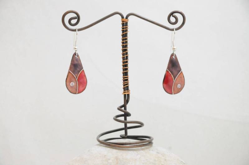 Ohrringe in Emaille Geteilt Lila Und Rot von Emauxtesmots