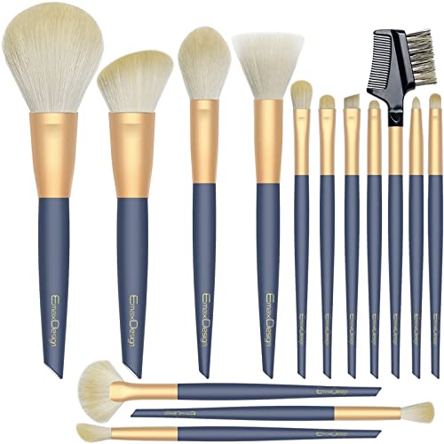 Pinselset Makeup, EmaxDesign Schminkpinsel Set 15 Stück Professionelle Make up Pinsel Set Premium Synthetic kosmetikpinsel Foundation Lidschatten Blush Makeup Pinsel Kosmetik Pinsel set von EmaxDesign