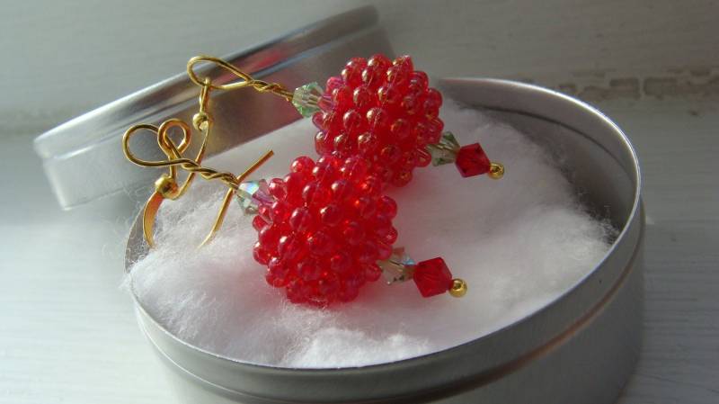 Ohrringe - Rote Himbeeren Ohrringe - Rote Himbeeren von Emayuka