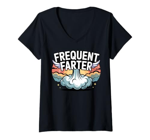 Damen Lustiger Furz häufiger Farter peinlicher Witz T-Shirt mit V-Ausschnitt von Embarrassing Funny Fart Gifts