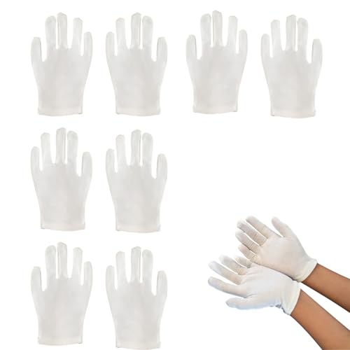 Embhlitfe 4-Paare Weiße Kinder Handschuhe,Kinder weiße Baumwollhandschuhe Kinder weiße Handschuhe Kinderhandschuhe,Kinder Baumwollhandschuhe für 10+ Kinder Erwachsene Cosplay Partyzubehör (Weiß, L) von Embhlitfe